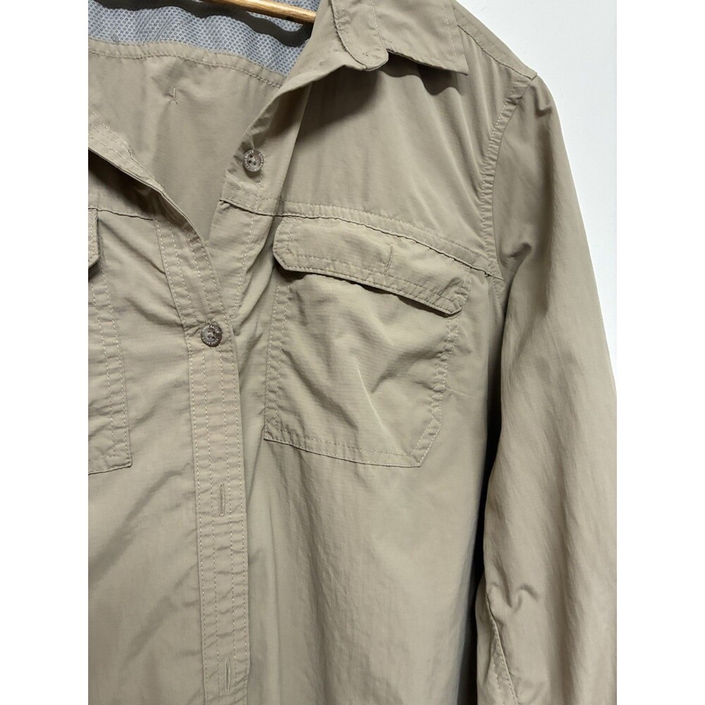 Eddie Bauer Women’s XL Beige Outdoor Nylon Buttondown Long Sleeve Shirt - Picture 4 of 12